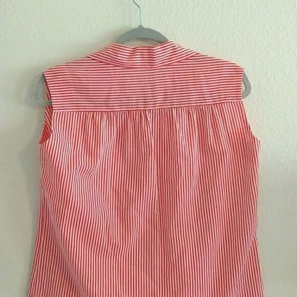 Red Stripe Sleeveless Button up Blouse - Picture 4 of 4